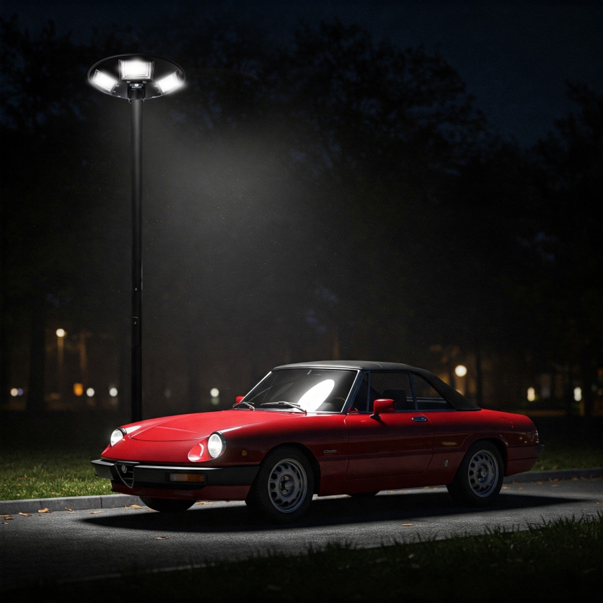 Lampione solare stradale LED a intensità regolabile con sensore 22W/6V 18000 mAh 6500K IP65 nero + telecomando