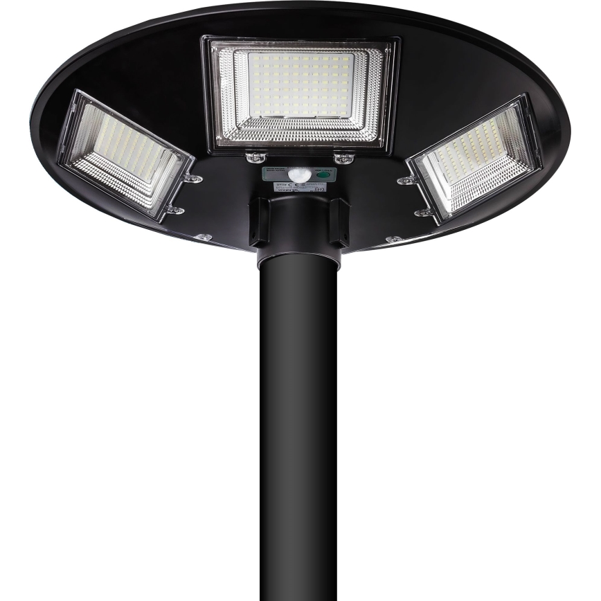 Lampione solare stradale LED a intensità regolabile con sensore 22W/6V 18000 mAh 6500K IP65 nero + telecomando