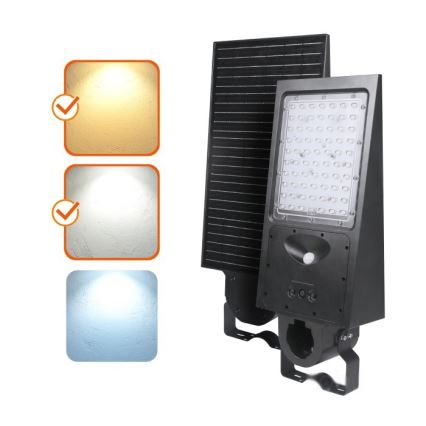 Lampione solare stradale dimmerabile a LED con sensore STREET LED/30W/9,6V 3000/4000K 6000 mAh IP65 + telecomando