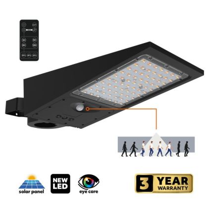 Lampione solare stradale dimmerabile a LED con sensore STREET LED/30W/9,6V 3000/4000K 6000 mAh IP65 + telecomando
