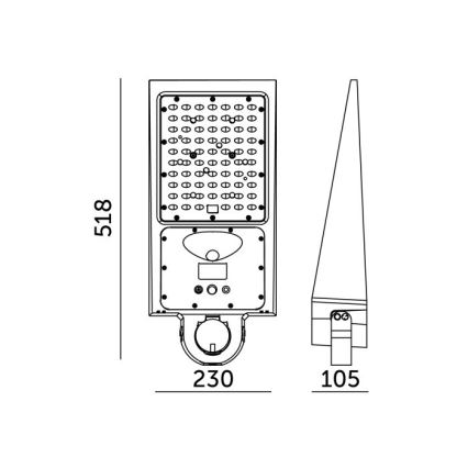 Lampione solare stradale dimmerabile a LED con sensore STREET LED/30W/9,6V 3000/4000K 6000 mAh IP65 + telecomando