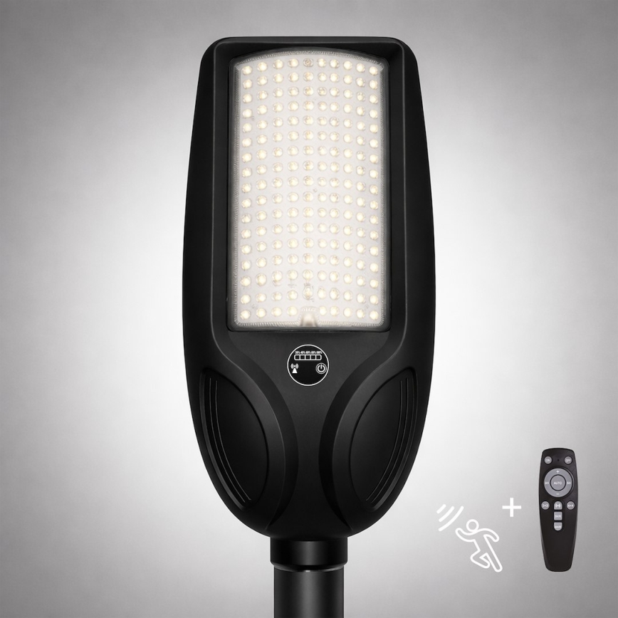 Lampada solare stradale dimmerabile a LED con sensore VENICE LED/200W/3,2V 12000 mAh IP65 nera + telecomando