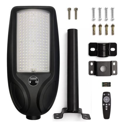 Lampada solare stradale dimmerabile a LED con sensore VENICE LED/200W/3,2V 12000 mAh IP65 nera + telecomando