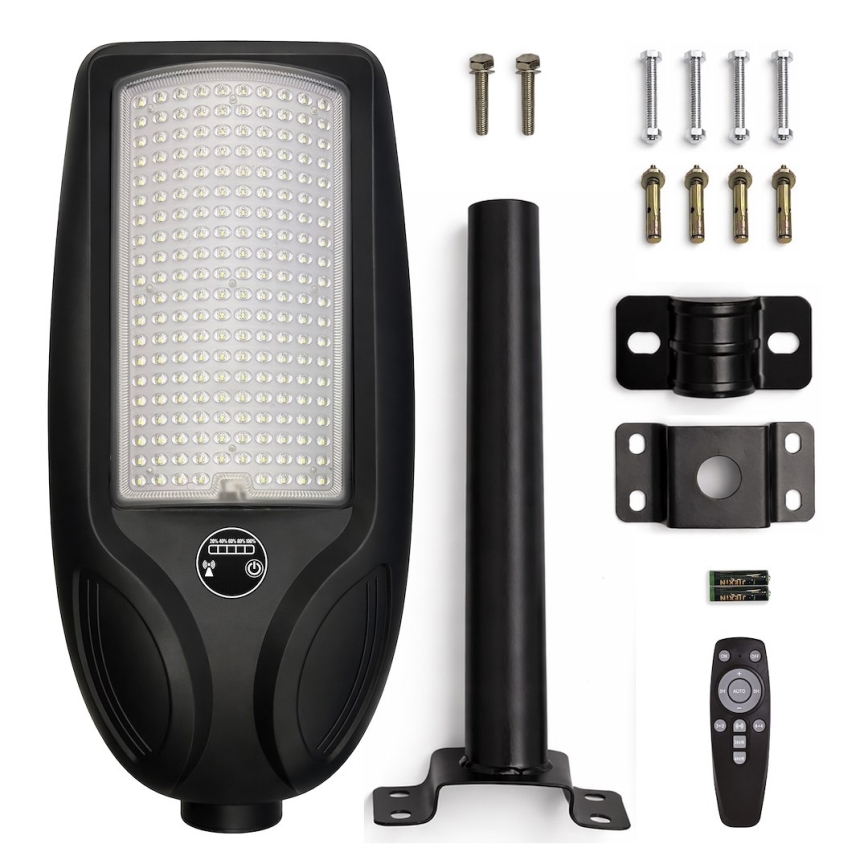 Lampada solare stradale dimmerabile a LED con sensore VENICE LED/200W/3,2V 12000 mAh IP65 nera + telecomando