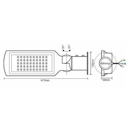 Lampione stradale a LED con sensore LED/50W/170-400V IP65