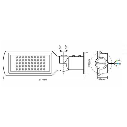 Lampione stradale LED LED/50W/170-400V IP65