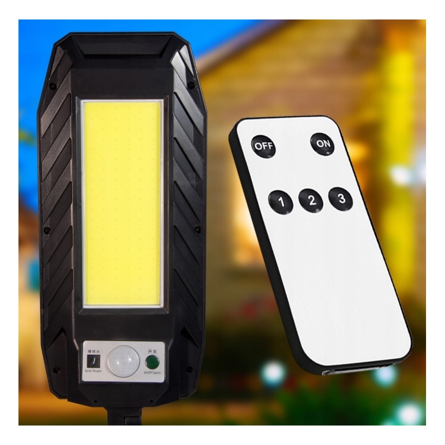 Lampione stradale solare a LED con sensore LED/2,5W/3,7V IP65 + telecomando