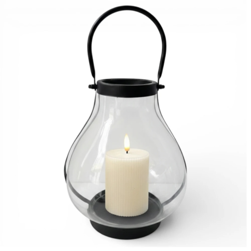 Lanterna decorativa GLASSY 25 cm nera