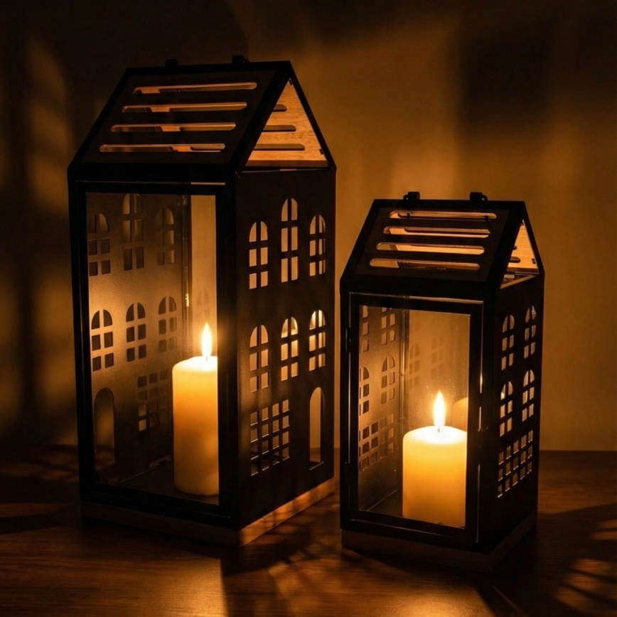 Lanterna decorativa HOME 47,5 cm nero/beige