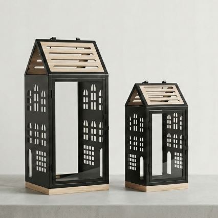 Lanterna decorativa HOME 47,5 cm nero/beige