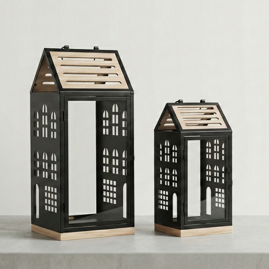 Lanterna decorativa HOME 47,5 cm nero/beige