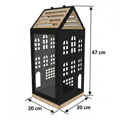 Lanterna decorativa HOME 47,5 cm nero/beige