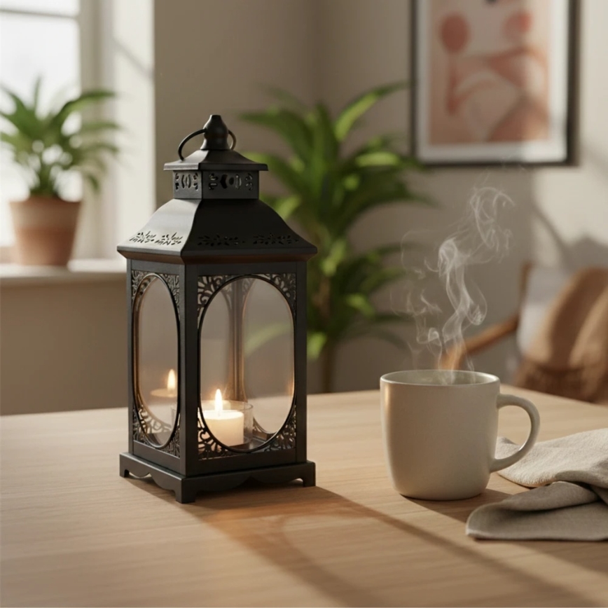 Lanterna decorativa ROSEHILL 27,5 cm nera
