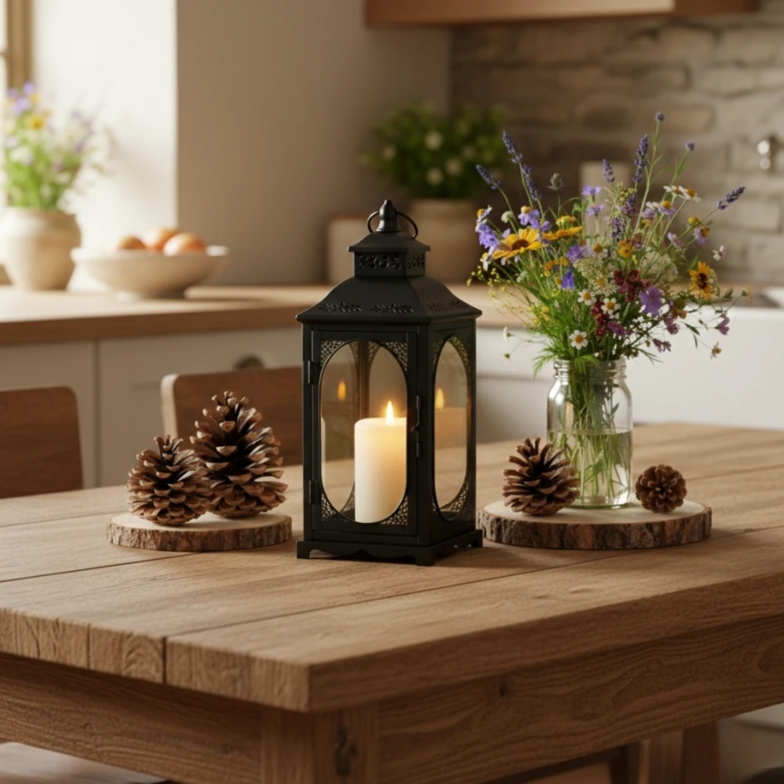 Lanterna decorativa ROSEHILL 27,5 cm nera