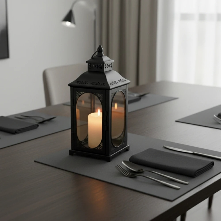 Lanterna decorativa ROSEHILL 40 cm nera