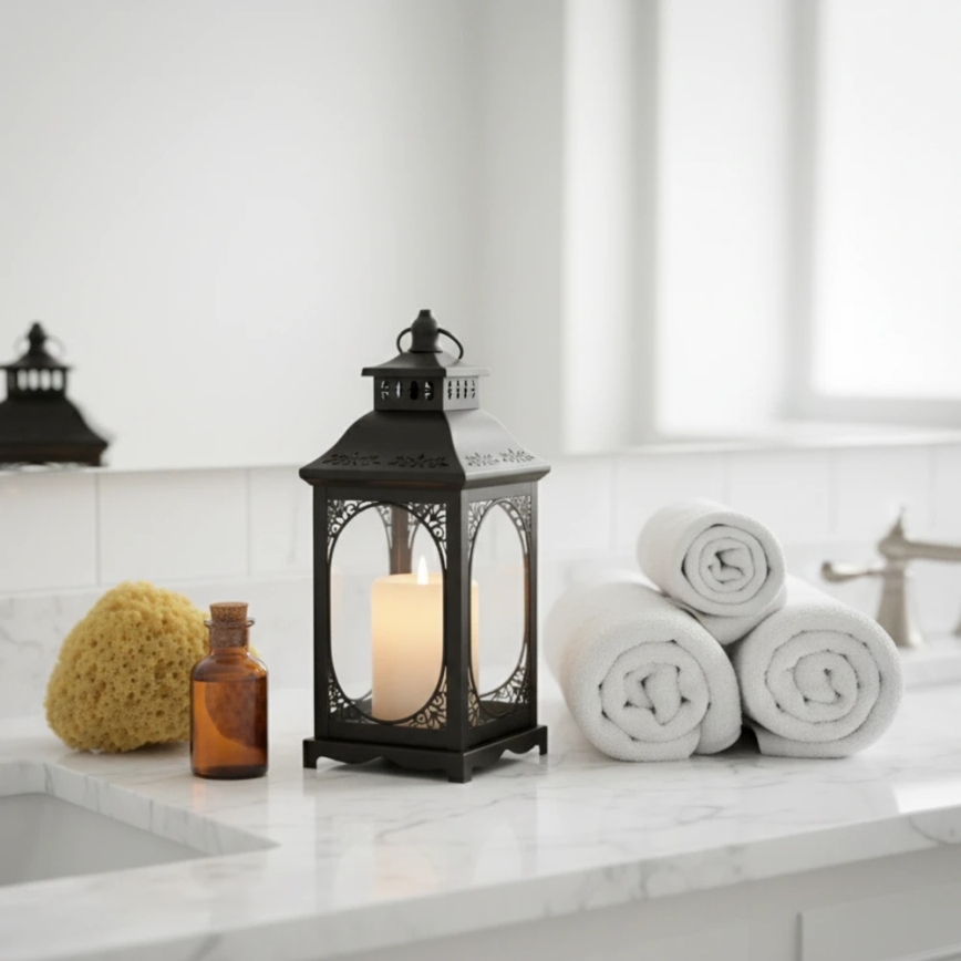 Lanterna decorativa ROSEHILL 40 cm nera