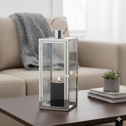 Lanterna decorativa TOWER 29 cm cromo lucido