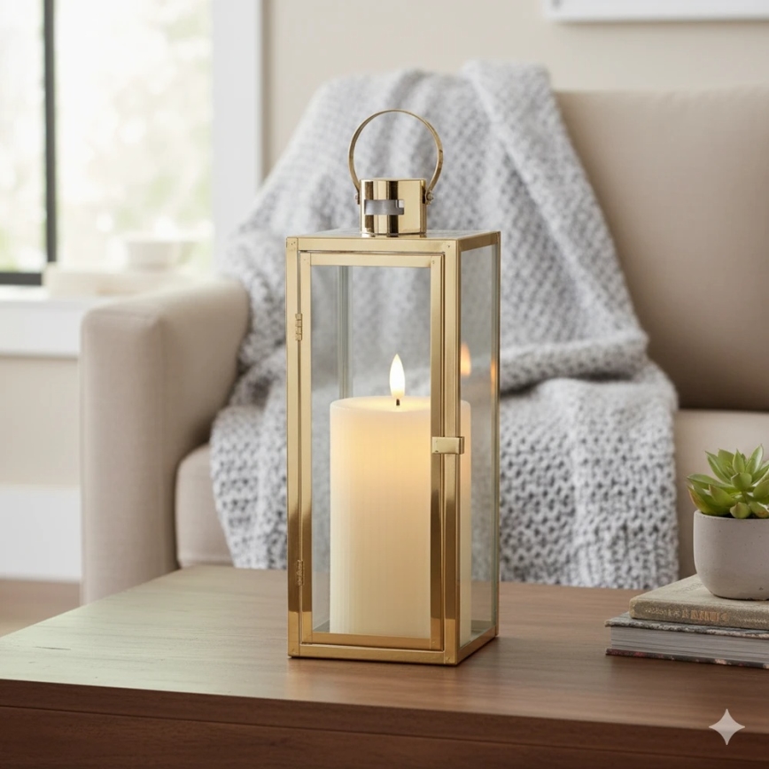 Lanterna decorativa TOWER 29 cm, finitura oro