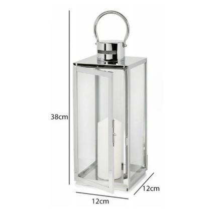 Lanterna decorativa TOWER 38 cm in cromo lucido