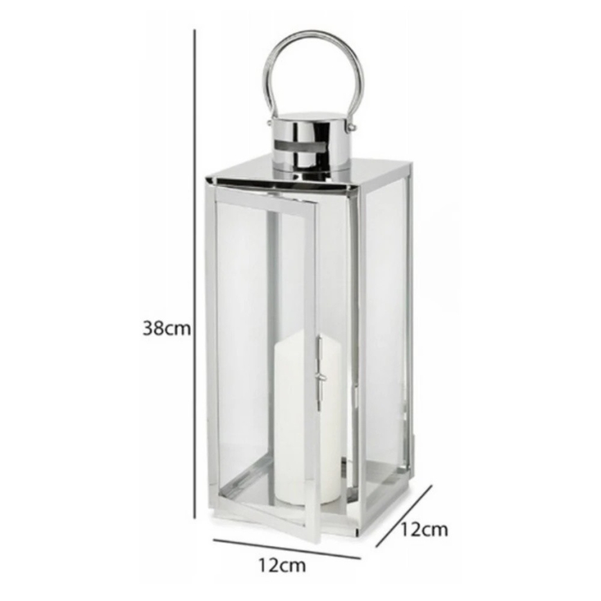 Lanterna decorativa TOWER 38 cm in cromo lucido