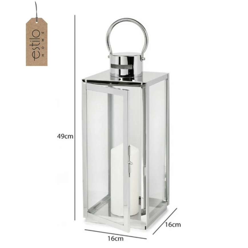 Lanterna decorativa TOWER 49 cm cromo lucido
