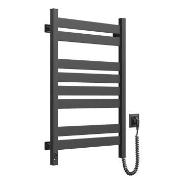 LARGO 432W/230V Scaldasalviette da bagno a scaletta quadrato da 80,6 cm con termostato, IP44, nero, lato destro