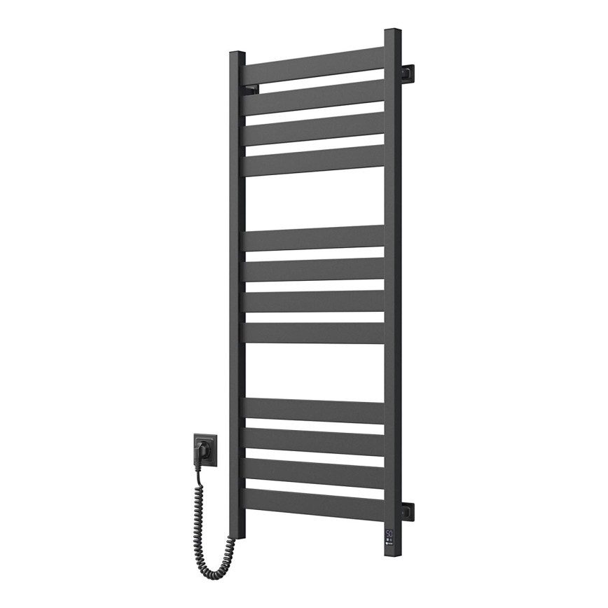 LARGO 541 W/230 V Scala da bagno Scaldasalviette con termostato, 120,6 cm, IP44, Nero, Sinistra, Profilo quadrato
