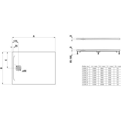 LAUFEN H2109580000001 - Piatto doccia rettangolare PRO 120x90 cm marbond/bianco