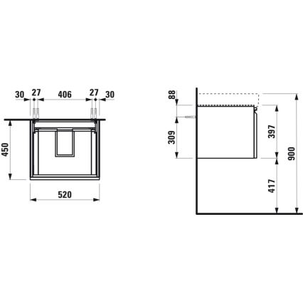 LAUFEN H4833510964751 - Mobile sottolavabo PRO 52 cm bianco