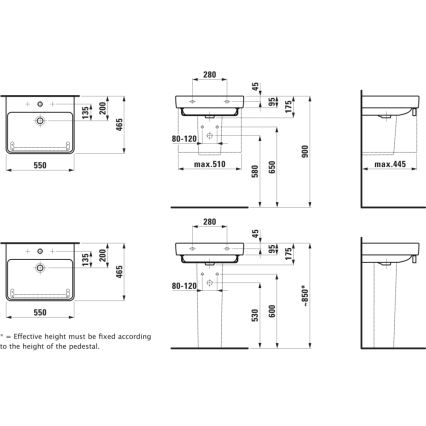 LAUFEN H8109620001041 - Lavabo da appoggio/sospeso PRO 55x46,5 cm ceramica/bianco