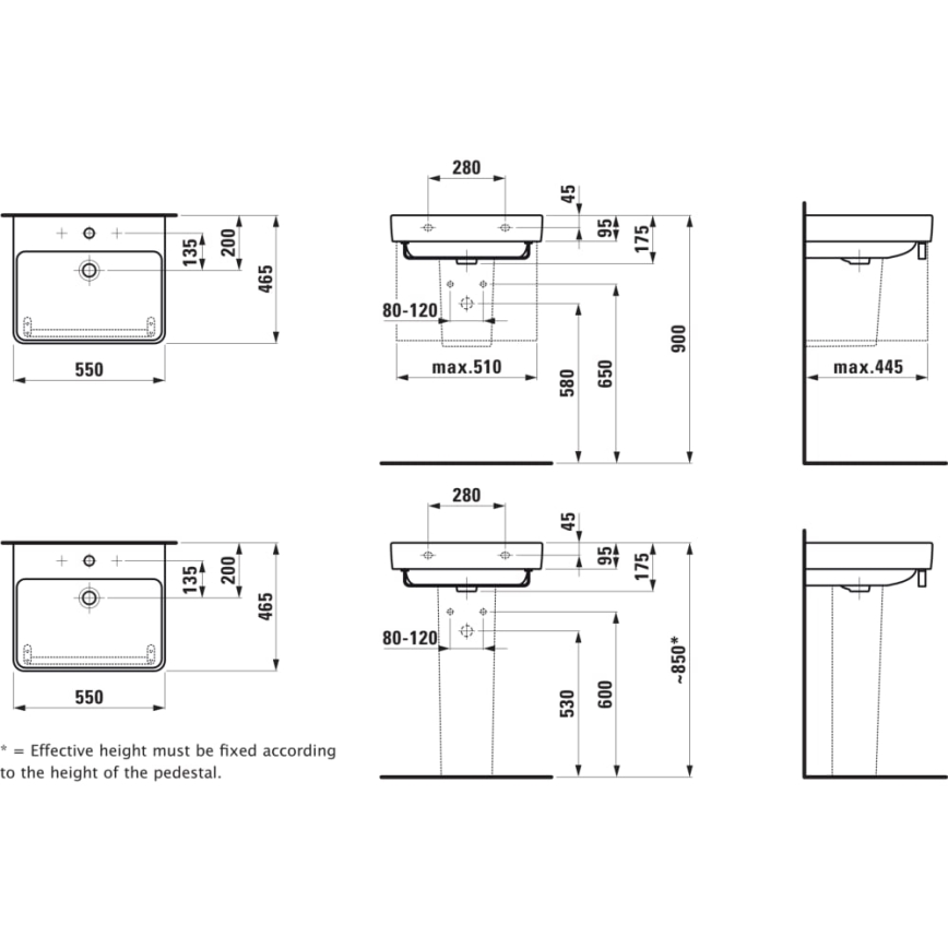 LAUFEN H8109620001041 - Lavabo da appoggio/sospeso PRO 55x46,5 cm ceramica/bianco