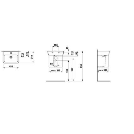 LAUFEN H8119510001041 - Lavabo da appoggio/sospeso PRO 45 x 34 cm ceramica/bianco