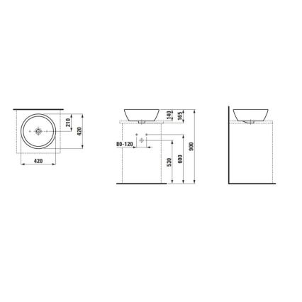LAUFEN H8129620001091 - Lavabo da appoggio PRO Ø 42 cm ceramica/bianco