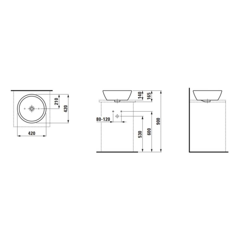 LAUFEN H8129620001091 - Lavabo da appoggio PRO Ø 42 cm ceramica/bianco