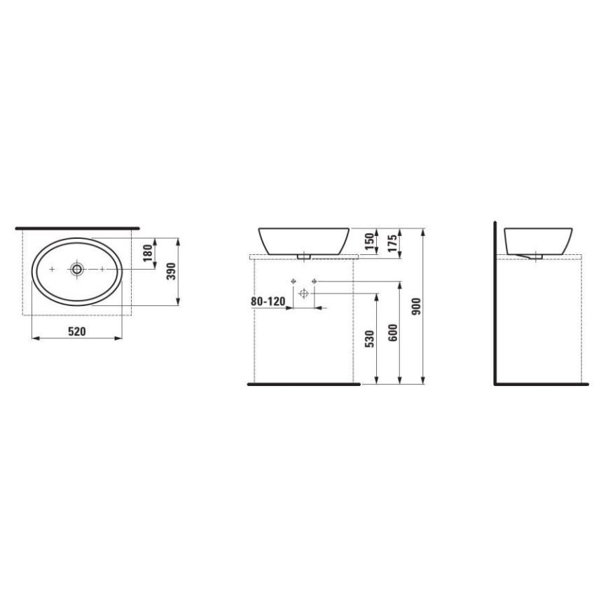 LAUFEN H8129640001121 - Lavabo da appoggio PRO 52x39 cm ceramica/bianco