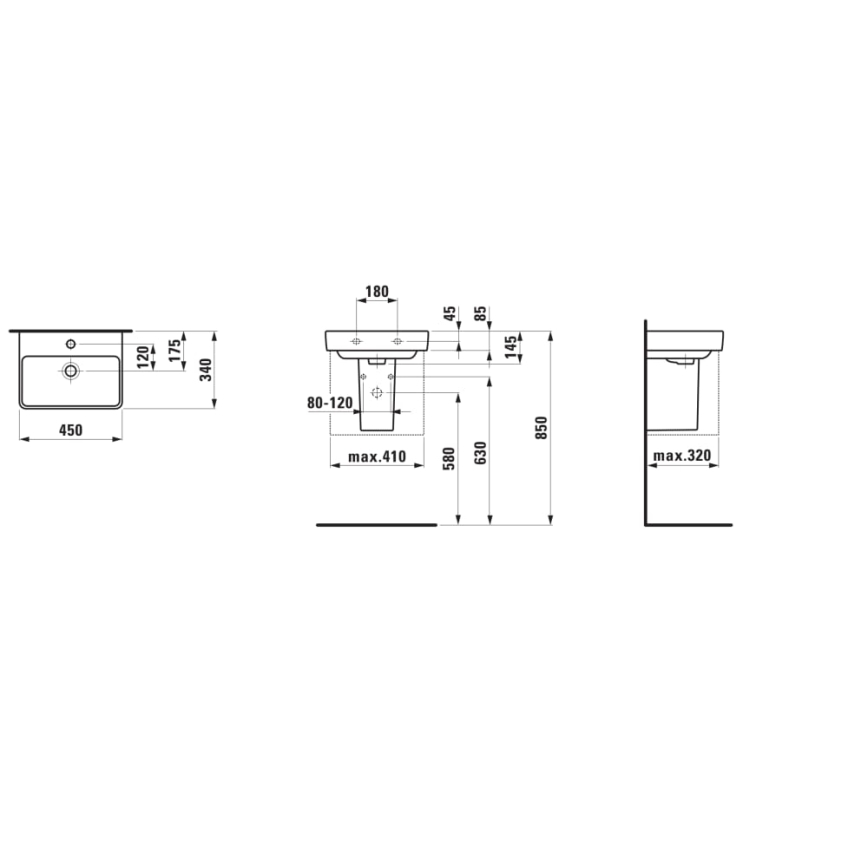 LAUFEN H8159610001041 - Lavabo da appoggio/sospeso PRO 45x34 cm ceramica/bianco