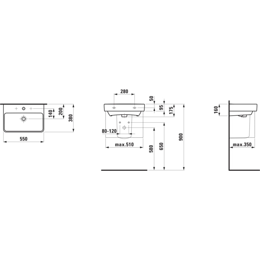 LAUFEN H8189580001041 - Lavabo da appoggio/sospeso PRO 55x38 cm ceramica/bianco