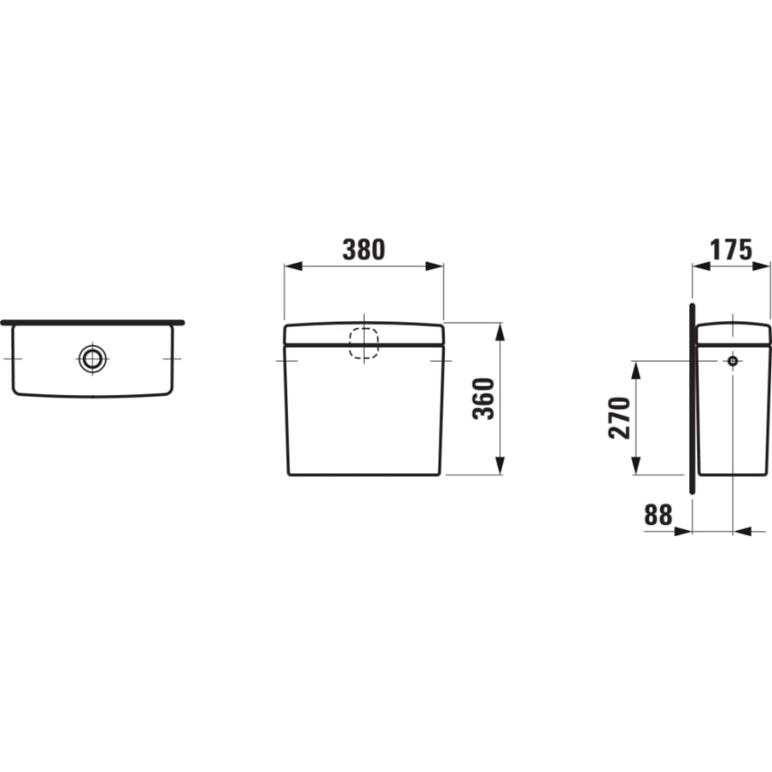 LAUFEN H8269520009721 - Cassetta di scarico PRO, attacco laterale, ceramica/bianco