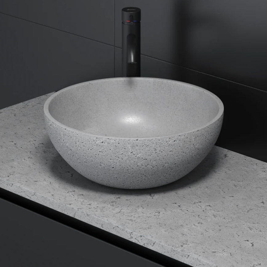 Lavabo da appoggio BERGEN Ø 39 cm effetto cemento/grigio