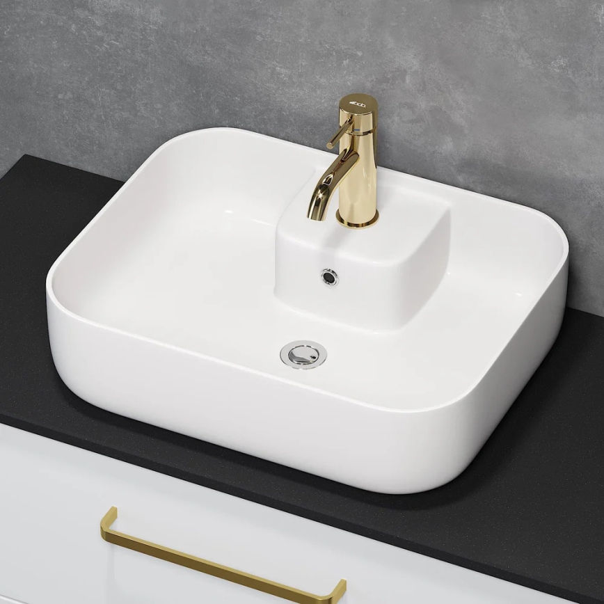 Lavabo da appoggio KRISTIANSAND 51 x 40 cm in ceramica, bianco