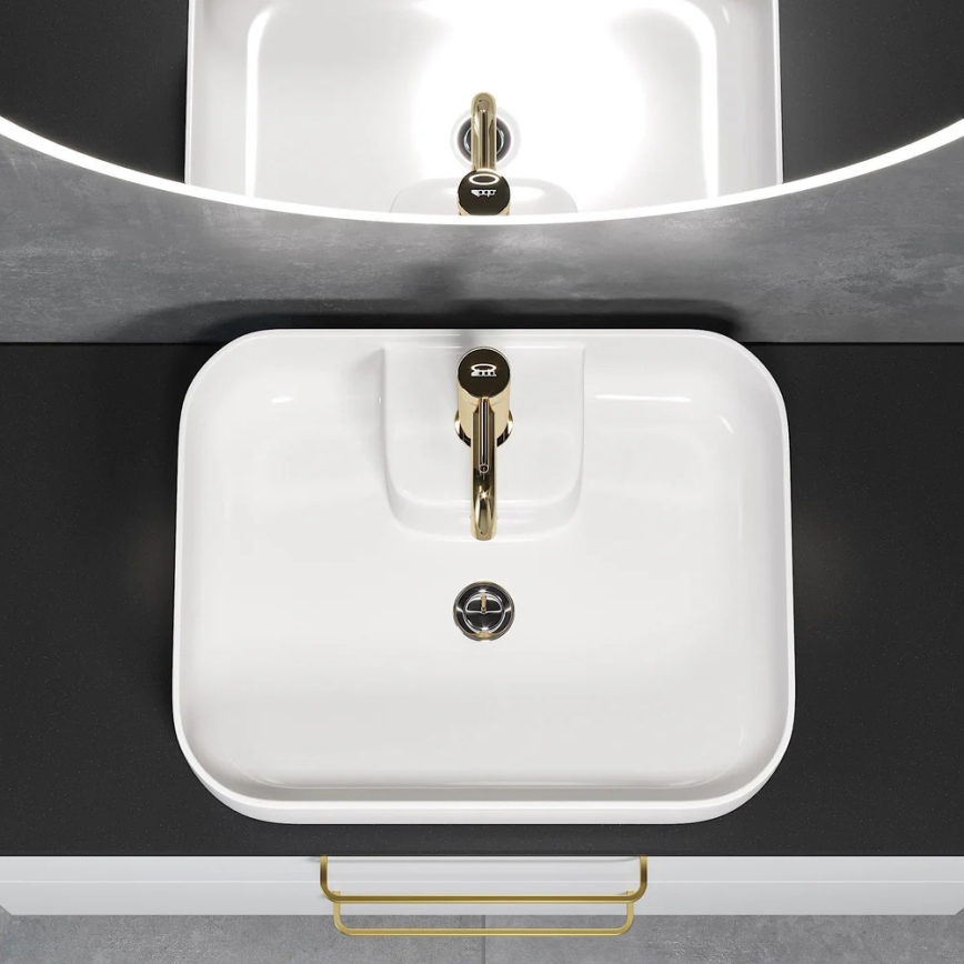 Lavabo da appoggio KRISTIANSAND 51 x 40 cm in ceramica, bianco