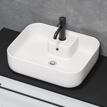 Lavabo da appoggio KRISTIANSAND 51 x 40 cm in ceramica, bianco