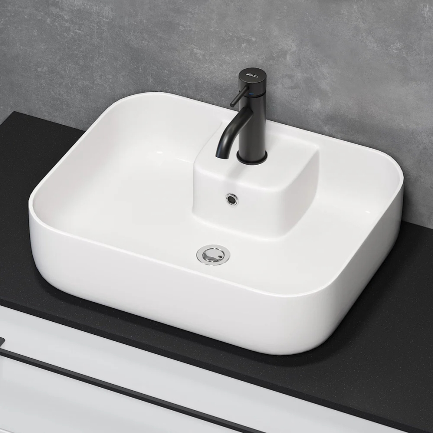 Lavabo da appoggio KRISTIANSAND 51 x 40 cm in ceramica, bianco