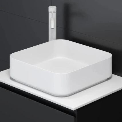 Lavabo da appoggio LJORDAL 40x40 cm acciaio/bianco