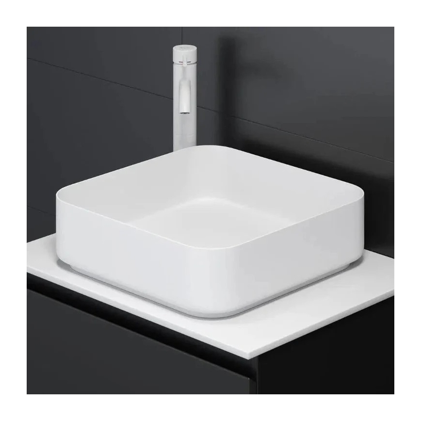 Lavabo da appoggio LJORDAL 40x40 cm acciaio/bianco