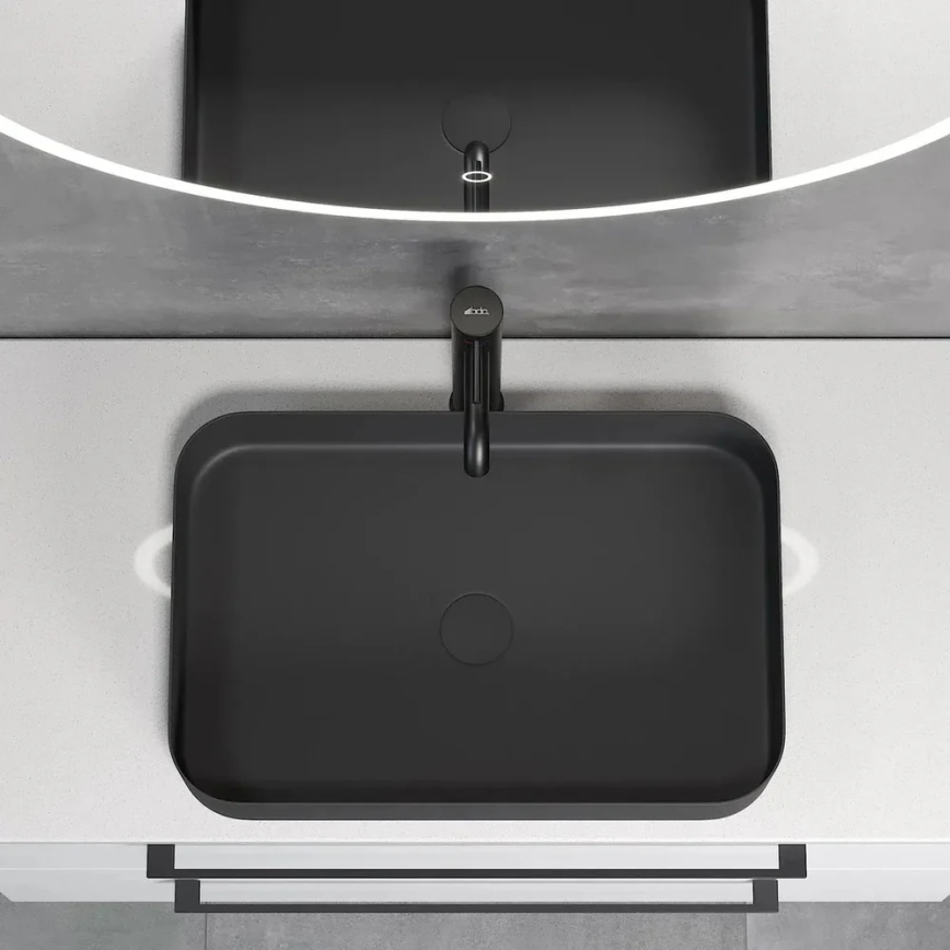 Lavabo da appoggio LJORDAL 52 x 34 cm acciaio inox/nero