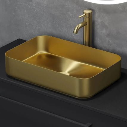 Lavabo da appoggio LJORDAL 52x34 cm acciaio/ottone