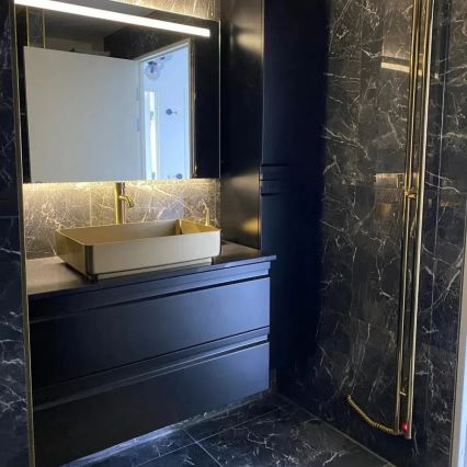 Lavabo da appoggio LJORDAL 52x34 cm acciaio/ottone