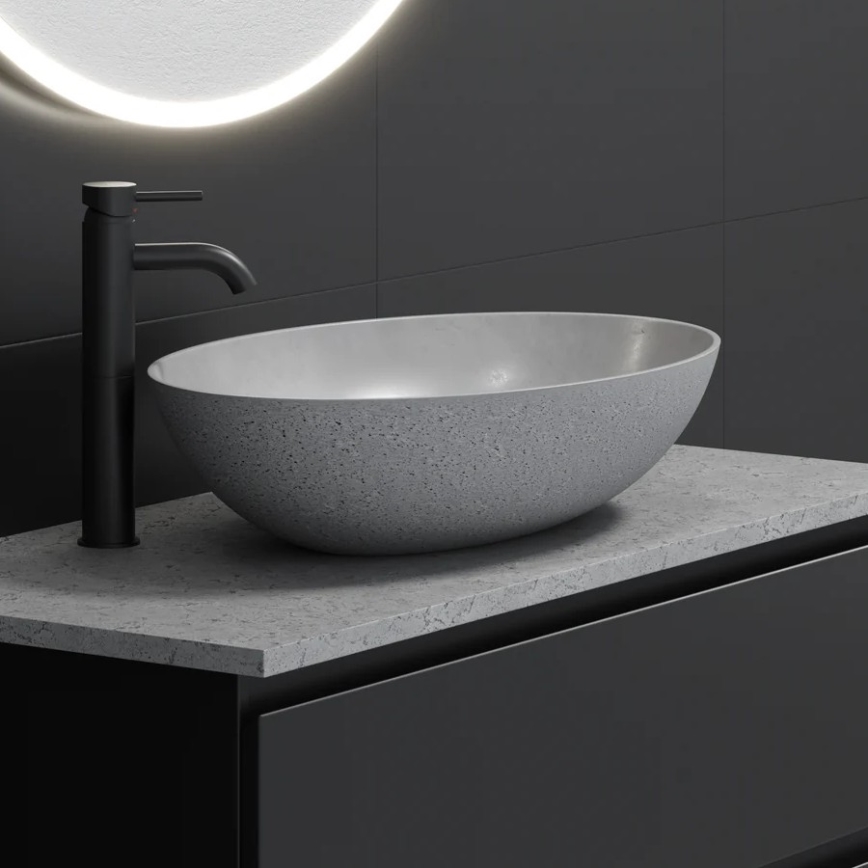 Lavabo da appoggio OLSBORG 60x40,5 cm cemento/grigio
