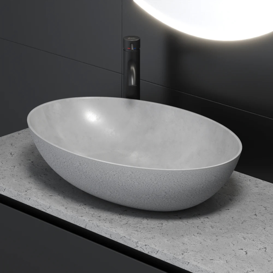 Lavabo da appoggio OLSBORG 60x40,5 cm cemento/grigio